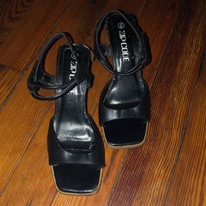 Black zip code design heels